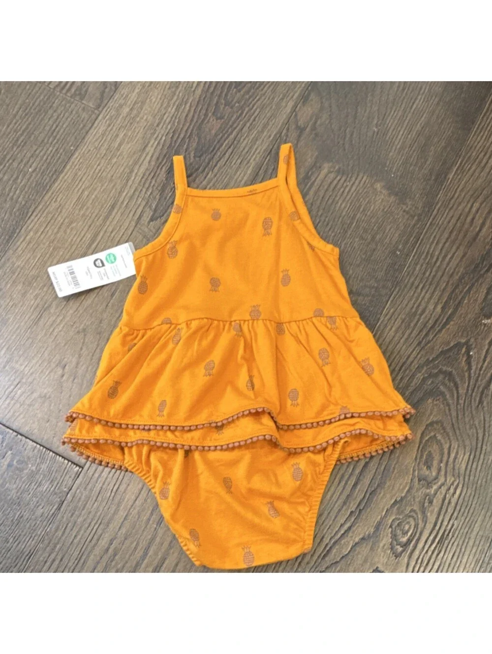 Carter's Baby Girl Orange Pineapple Print Dress Bodysuit 12M